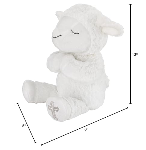 Little Love by NoJo Baptism White Plush Lamb with Praying Hands and Embroidered Cross