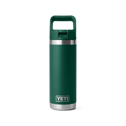 YETI Rambler 18 oz Bottle, Vacuum Insulated, Stainless Steel with Straw Cap, Black Forest Green