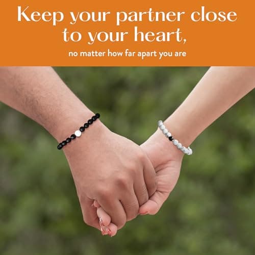 Lucky Feather Relationship matching couples bracelets | matching bracelets couples gifts for Boyfriend Girlfriend Husband Wife | Unique, birthday gift, anniversary for women | 2 pack