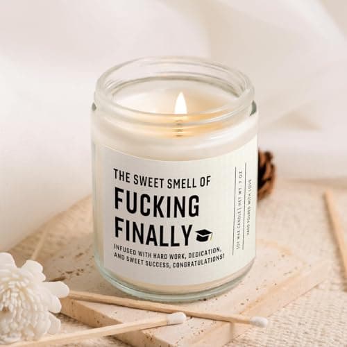 Shqiueos Funny Graduation Gifts for Her Him, Graduation Candle for Women Men Lavender Scented 7 Oz, 2025 Graduations Gifts for Masters Degree, College, High School, PhD Grad Gift for Nurse Law School