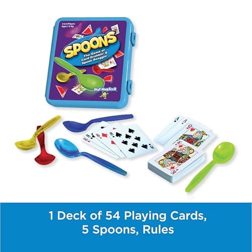 Spoons in a Case, Card Games for Kids - Spoons Game, Fun Family Games for Kids and Adults, Game Night, Travel Games, 3-6 Players, Ages 7+