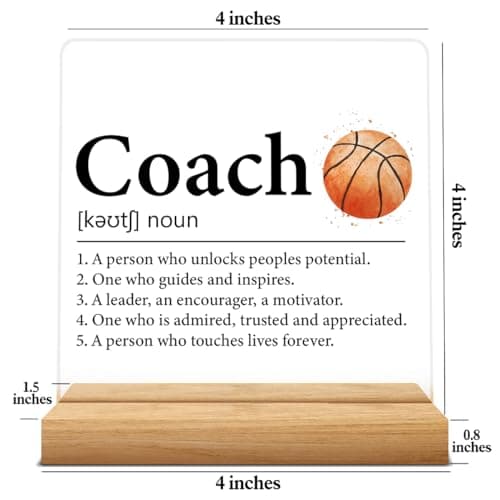 OOINISUU Coach Appreciation Gift, Best Basketball Coach Gifts for Men Women, Coach Definition Clear Desk Decorative Sign Acrylic Plaque Sign Home Office Desk Decor 4x4 Inch