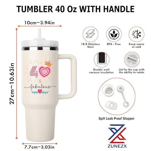40TH Birthday Gifts for Her, Vintage 1985 Tumbler, 40 Year Old Birthday Gift Idea for Women, Funny 40 & Fabulous Bday Gift for Women, Friends, Daughter, Sister, Mom - Turning 40 Present