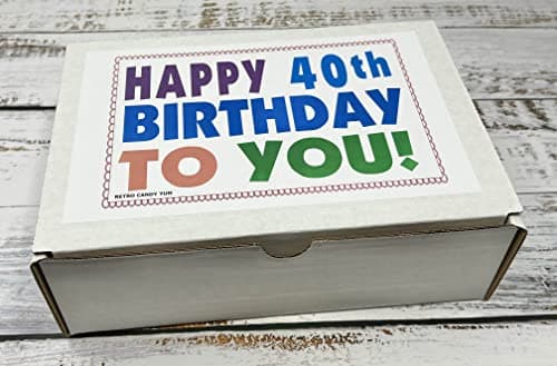 RETRO CANDY YUM Happy 40th Birthday to You for 40 Year Old Man or Woman - Classic Nostalgic Candy Assortment Gift Box Jr