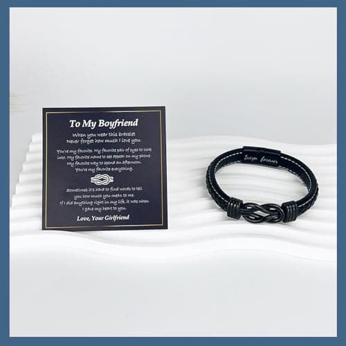 Gifts for Men Him Husband Boyfriend Dad Son Grandson Nephew, Cool Love Infinity Leather Bracelets Fathers Day Ideas Present Gift for Birthday Anniversary Retirement Christmas