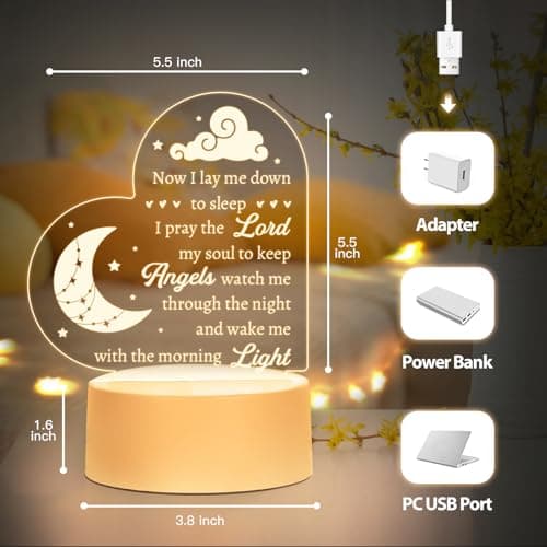 Baptism Gifts for Girl Boy, Nursery Decor Night Light Gifts for Bedtime Prayer, Baby Christening Gifts for Boys Girls, Dedication Gifts Baptismal Gifts Birthday Gifts for Kids, Baptism Decorations