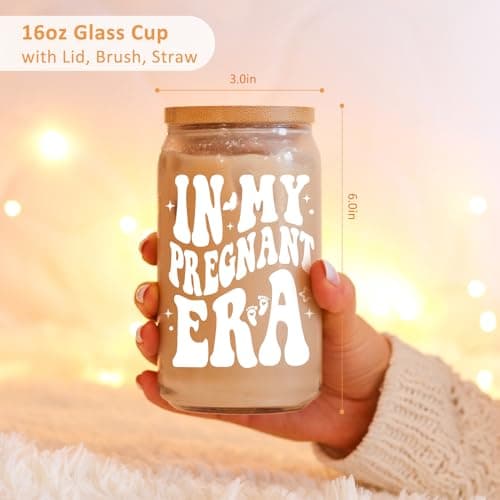 Fairy's Gift Pregnant Women Iced Coffee Cup, Cute Pregnant Mom Gifts, New Mama 16 oz Coffee Glass Cup, New Mothers Birthday Christmas, Pregnancy Gifts for Expecting Mom, First Time Mommy, Mommy to Be