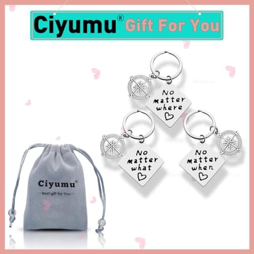 Ciyumu Best Friends Keychain Set of 3 Long Distance Relationship Friendship Gifts Graduation Christmas Birthday Gifts for Best Friends Sister Brother No Matter Where No Matter What No Matter When Keychain