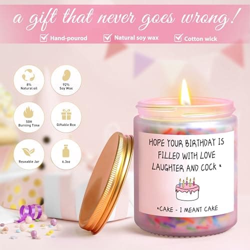 Funny Birthday Gifts for Women Sister Friend Female,Rude Birthday Anniversary Gag Gift for Women, Unique Sprinkle Candle Gifts