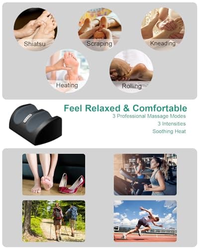 Shiatsu Foot Massager Machine with Heat, Foot and Calf Massager with Massage Roller, Deep Tissue Massager for Plantar Fasciitis, Pain Relief, Promotes Blood Circulation, Gifts for Women & Men