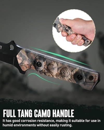 Mossy Oak Fixed Blade Hunting Knife Set - 2 Piece, Full Tang Handle Straight Edge and Gut Hook Blades Game Processing Knife, Sheath Included - Yellow Camo