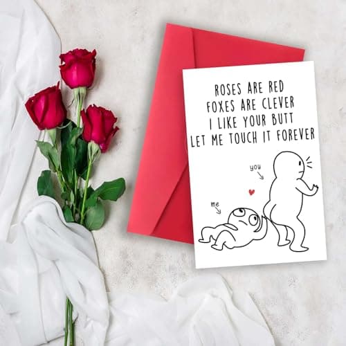 Huameigf Romantic Valentines Day Card for Wife Husband, Naughty Valentine's Day Gifts Ideas for BF GF, Cute Anniversary Birthday Card for Women Men, Rude Touch Your Butt Card