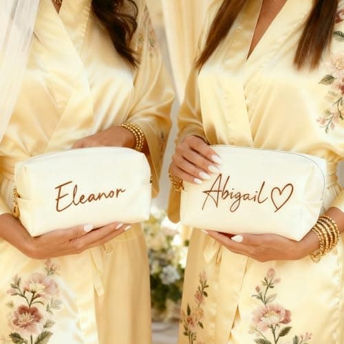 Personalized custom signature makeup bags, wedding bridesmaid gifts, the best gift for your best friend, suitable for weddings, gift-giving, travel makeup bag customized gift box