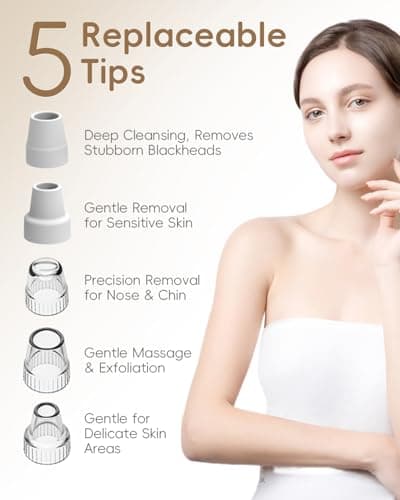 Blackhead Remover Pore Vacuum, Pore Cleaner for Face with 5 Attachments & 3 Suction Levels, USB Rechargeable Facial Blackhead Extractor Tool for Women & Men (Pearl White)