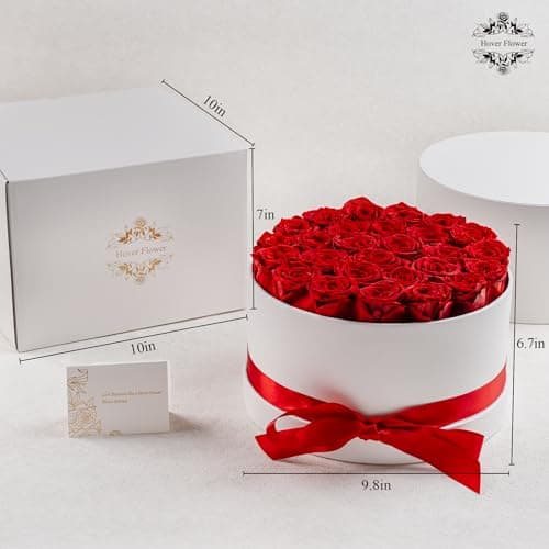 27 Forever Roses in Luxury White Box, Eternal Real Roses Gift for Women, Preserved Flowers for Delivery Prime, Anniversary, Valentine's Day, Birthday for Her (Red)