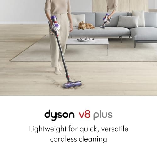 Dyson V8 Plus Cordless Vacuum, Cleans Hard Floors and Carpets, Detangles, Converts to Handheld, 115AW, 2 Power Modes, Up to 40 Minutes¹