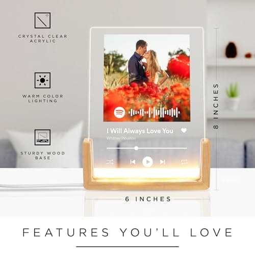 My Sign Center Personalized Gifts for Girlfriend, Her, Women, Wife - Custom Spotify Plaque, Customized Picture Frame For Couple, Boyfriend, Him, Anniversary and Birthday, 6"x8" Acrylic Photo