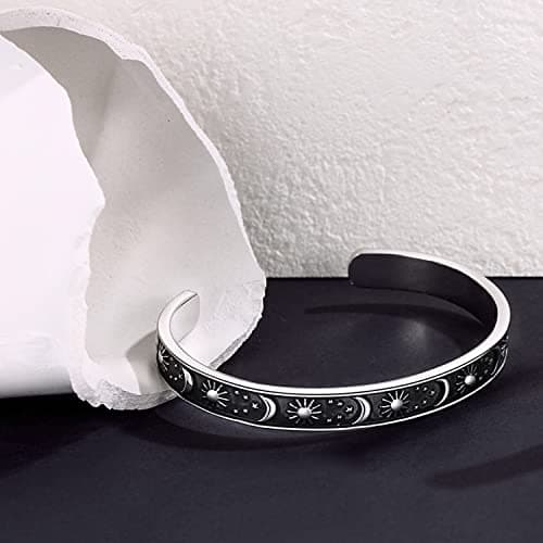 TONY & SANDY Inspirational Bracelets for Women Teen Girls Personalized Gifts for Daughter Granddaughter Mom Sister Friends Stainless Steel Engraved Cuff Birthday Easter Christmas