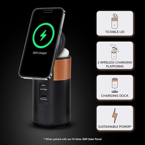 Duracell M100 Portable Charging Hub – 92W Charger for Laptops & Tablets, Wireless Charging for Cell Phones & Earbuds – Light & Compact Power Bank Station w/ USB-C & USB-A Ports, Charging Dock