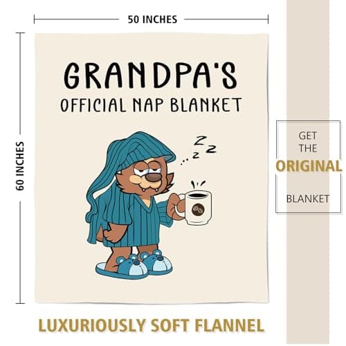 SteadStyle Grandpa Gifts, Blanket Gifts for Grandpa from Grandkids, Grandfather Birthday Gift, Thanksgiving, Christmas, Fathers Day, Fluffy Blanket for Papa, 60'' x 50'' (Beige)