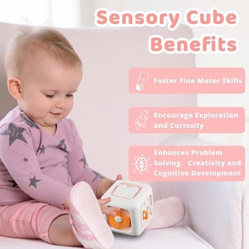 Busy Cube Toys for 1 Year Old Girl Gifts, Montessori for Baby Girl, Travel Sensory Toys for Toddlers 1-3, Learning Fine Motor Skills| 1st Birthday Girl Gifts 12 Months +
