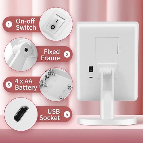 KOOKIN Lighted Vanity Makeup Mirror 16 Led Lights 180 Degree Rotation Lighted Mirror Touch Screen Adjusted Brightness Desk Mirrors USB Dual Supply Bathroom Beauty Cosmetic Mirrors (White)