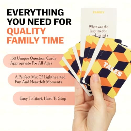 TALES 150 Conversation Cards, Family Edition, Perfect for Family Games for Adults, Teens, and Kids, Family Dinners, Game Nights, Gifts, Holidays, and Gatherings, Prompts for Meaningful Connections