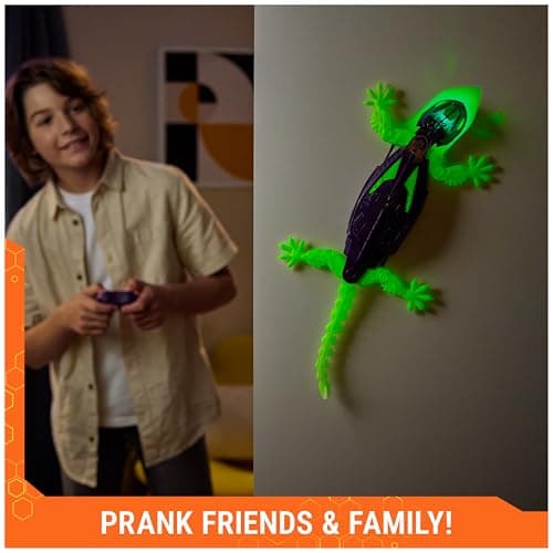 HEX BOTS Glow-in-The-Dark Gecko with Official Wall Climber Technology, Rechargeable Remote Control Robot Kids Toys, Prank Toys for Boys & Girls Ages 4 & Up
