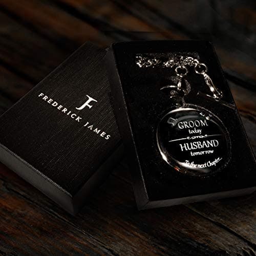 FJ FREDERICK JAMES Wedding Pocket Watches for Groomsman, Best Man, Groom, Father of The Bride & Groom I Silver Engraved I Complete Their Wedding Attire