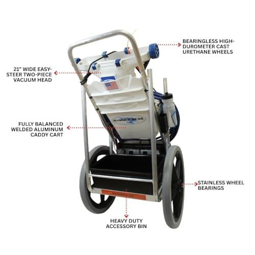 Hammerhead Service-21 Commercial Pool Cleaner | 21" Vacuum Head with 40' Floating Cord | Professional Portable Cleaner for Service & Resort Carts