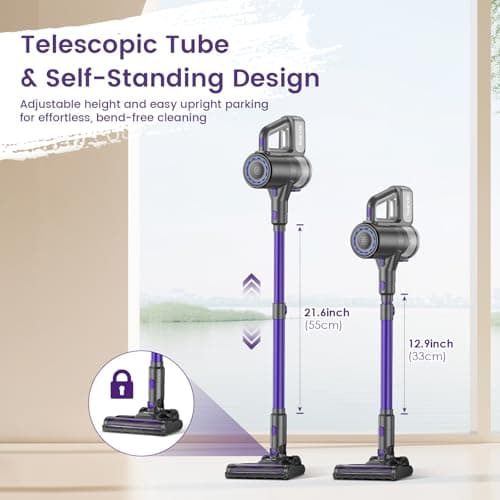 Cordless Vacuum Cleaner, 40KPA/500W/35Mins, Green LED Light, Lightweight Stick Vacuum Self-Standing, Vacuum Cleaners for Home Handheld Vacuum for Pet Hair, Carpet, and Hard Floors, U8