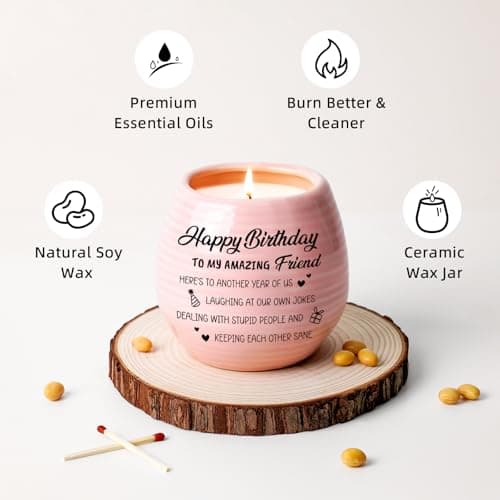 Happy Birthday Gifts for Women - Funny Best Friend Friendship Birthday Gifts for Women Bestie BFF Coworker Classmate - 10oz Lavender Scented Soy Wax Candle