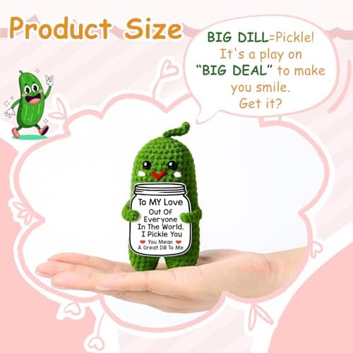 I Love You Gifts for Her, Him, Wife, Husband, Couple, Romantic Gifts for Boyfriend Girlfriend, Anniversary Perfect Gifts for Women Men, Handmade Crochet Pickle