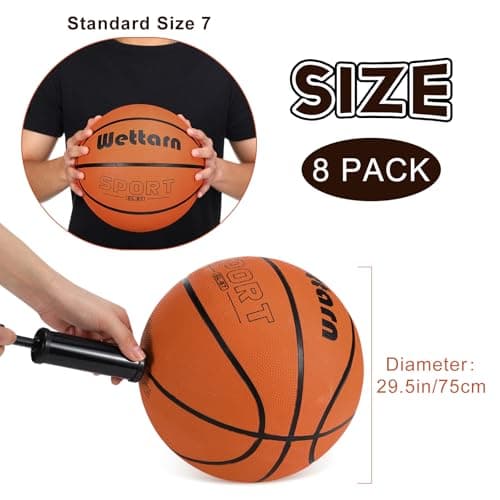 Wettarn Rubber Training Basketball with Pump Street Ball Made for Teens Adults Indoor and Outdoor Game Gym Training Competition Basketball Games
