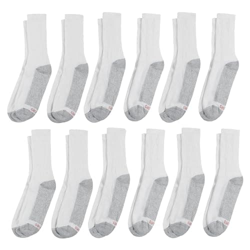 Hanes Men's Double Tough Crew Socks, 12-Pair Pack