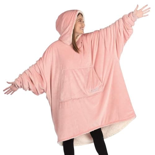 THE COMFY Original | Sherpa Lined Microfiber Fleece Wearable Blanket, Oversized Design with Hood and Pocket from Shark Tank