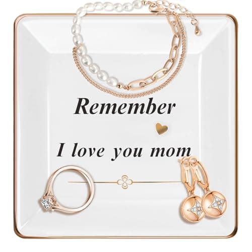 Ceramic Jewelry Tray for Mom: Christmas Gifts for Women Wife Grandma.Trinket Tray Dish Decorations for Rings Earrings Necklaces Bracelet, Mothers Day Birthday Gifts for Women Mom Sister Friends