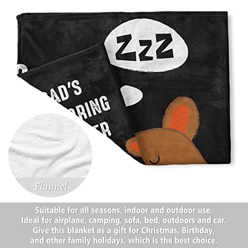 Niyewsor Blanket Gifts for Dad, Funny Dad's Snoring Corner Blanket, Dad Birthday Gift from Daughter Son, Present for Father/Daddy/Stepdad on Fathers Day, Christmas, 60"x50"
