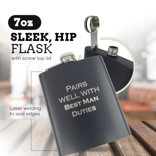 Groomsmen Proposal Gift, Groomsman Gifts, Best Man Gifts from Groom, Groomsmen Flask, Bestman Gift from Groom, Best Man Proposal, Flasks for Liquor Pairs Well with (Best Man Duties)