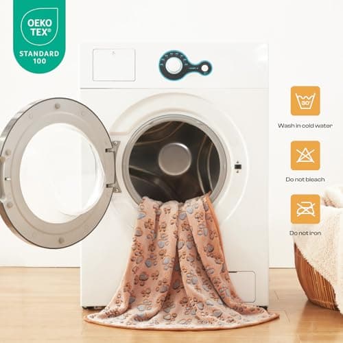 1 Pack 3 Blankets Super Soft Fluffy Premium Fleece Pet Blanket Flannel Throw for Dog Puppy Cat Paw Brown/Pink/White Small(23x16 inch)