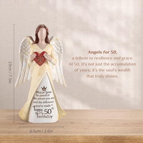 50th Birthday Gifts for Her Women: Happy Birthday Gift for Friends Besites Sisters Daughter Mom 50 Year Old Woman Birthday Angel Figurine