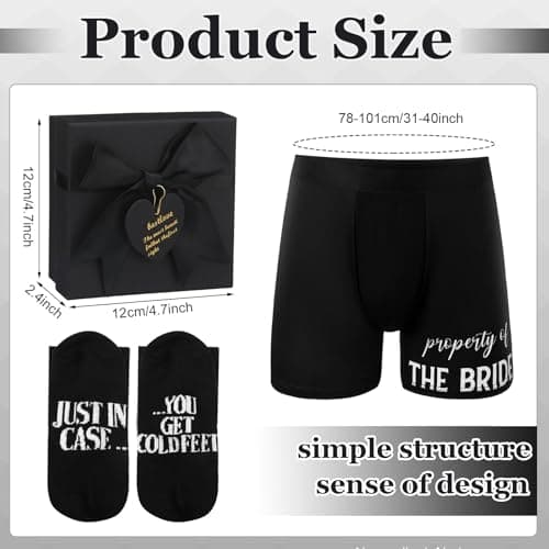 Geyoga 3pcs Groom Gift Set Wedding Gifts for Groom Include Boxer Brief Underwear Socks Wedding Gift for Husband from Bride