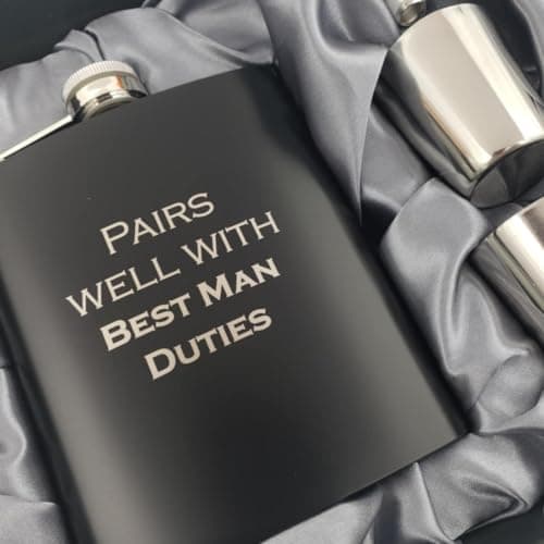 Groomsmen Proposal Gift, Groomsman Gifts, Best Man Gifts from Groom, Groomsmen Flask, Bestman Gift from Groom, Best Man Proposal, Flasks for Liquor Pairs Well with (Best Man Duties)