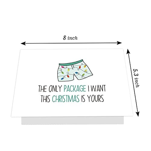 Funny Christmas Cards with Envelopes, Naughty Christmas Gifts for Boyfriend Husband Men, Unique Christmas Gift ideas for Him, Cute Merry Christmas Card Gifts from Wife Girlfriend