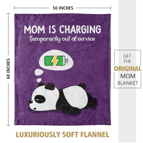 Craftique Gifts for Mom Birthday Christmas- Funny Soft Mom is Charging Blanket- New Moms Gifts for Women, Practical Blanket Throw for Napping Travel, 60”×50”