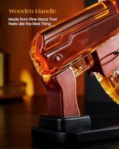 Kollea Birthday Gifts for Men Dad, Whiskey Decanter Sets - Gun Decanter, Detachable Magazine & 2 Bullet Shot Glasses, Liquor Dispenser for Bar, Anniversary Military Present for Brother, Christmas