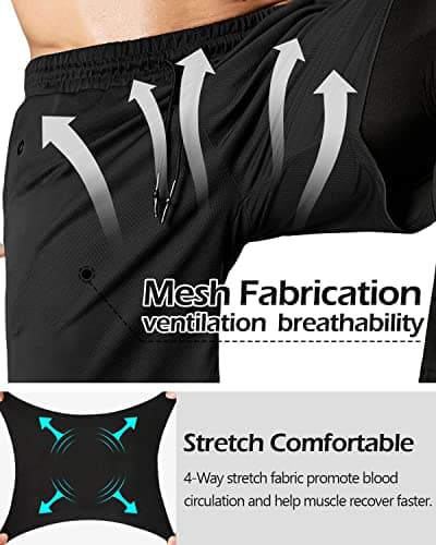 Aolesy Men's 2 in 1 Running Pants, Gym Workout Compression Pants for Men Training Athletic