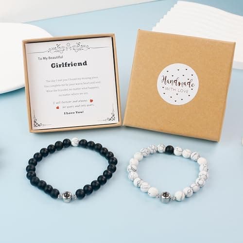 PEALICIOUS Gifts for Girlfriend, Bracelets for Girlfriend Matching Couple Bracelets with 100 Languages, Adjustable Girlfriend Birthday Gifts as BF and GF Love Bracelet Romantic Jewelry