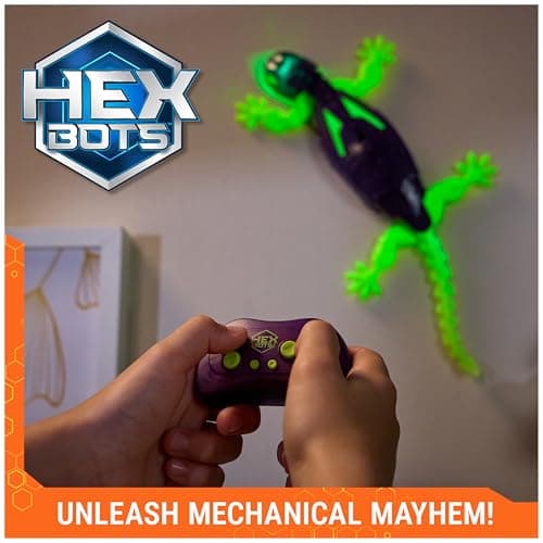HEX BOTS Glow-in-The-Dark Gecko with Official Wall Climber Technology, Rechargeable Remote Control Robot Kids Toys, Prank Toys for Boys & Girls Ages 4 & Up
