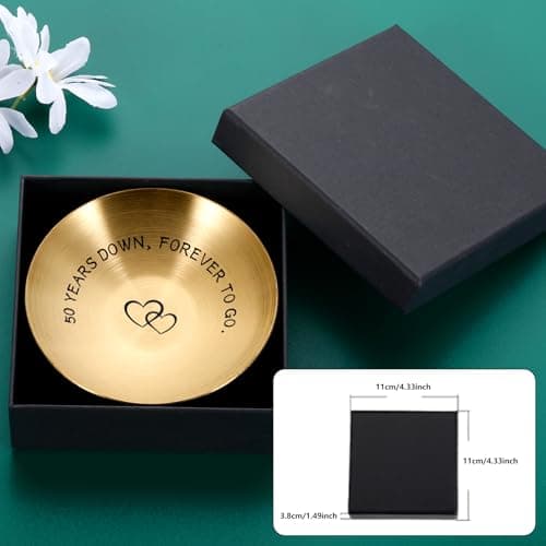 50th Anniversary Day Gifts for Couple Wedding Anniversary Day Gifts for Wife Gold Anniversarys Day Gift for Parents Mothers Day Gift for Grandma Gold Anniversarys Decoration Valentine Jewelry Tray